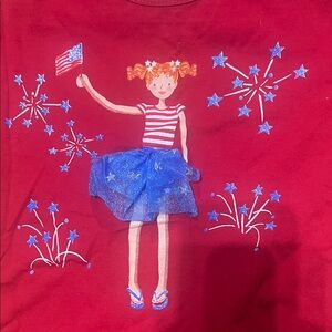 Red T-Shirt with Blue Tutu Girl Design